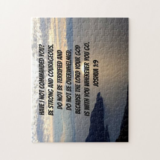 Sei stark und mutig Joshua 1:9 Lake Sunset Puzzle (Vertikal)