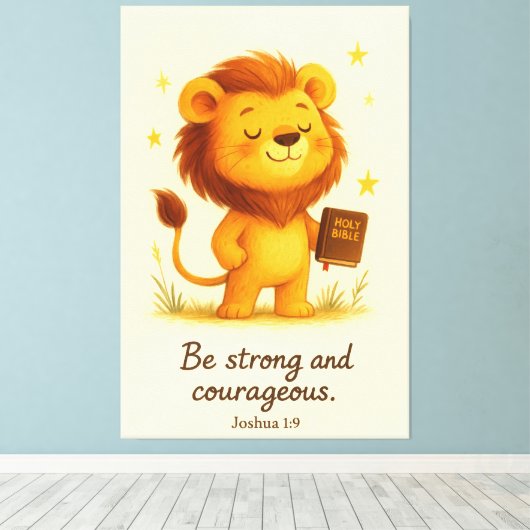 Sei stark und mutig - Joshua 1:9 Leinwanddruck (Insitu (Holzboden))