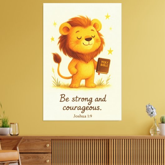 Sei stark und mutig - Joshua 1:9 Leinwanddruck (Insitu (Wohnzimmer))
