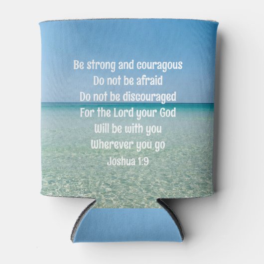 Sei stark und mutig schöner Christlicher Strand Dosenkühler (Vorderseite)