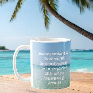 Sei stark und mutig schöner Christlicher Strand Kaffeetasse