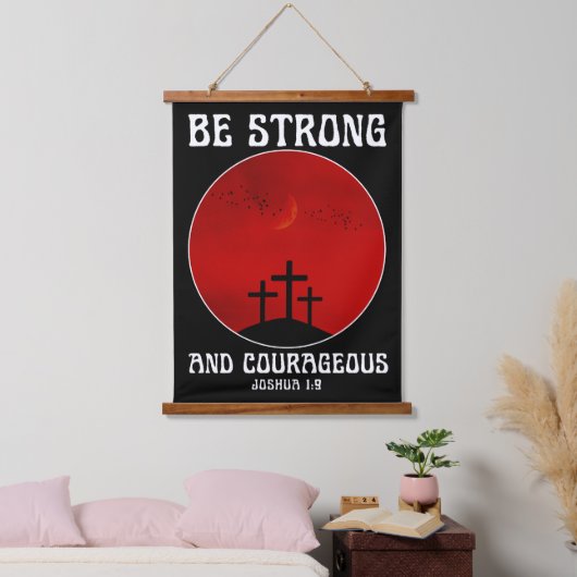 Sei stark und mutig wandteppich mit holzrahmen (Schlafzimmer)