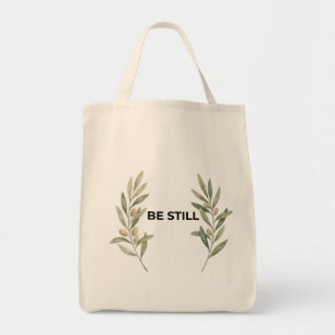 Sei Still Minimalistischer Olivenzweig Christliche Tragetasche