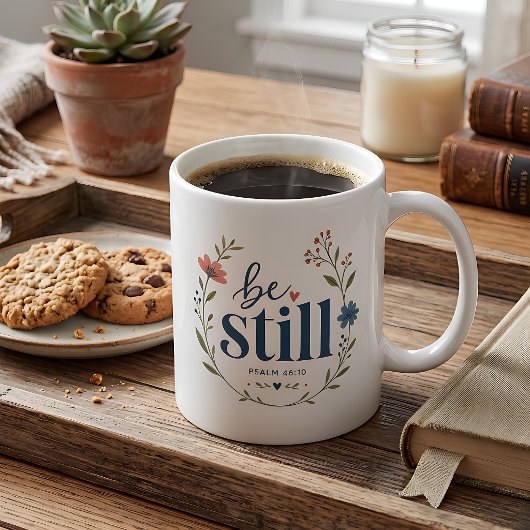 Sei still Psalm 46:10 Floral  Kaffeetasse