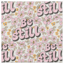 Sei still - Retro-Blumenschrift in Rosa und Weiß