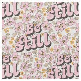 Sei still - Retro-Blumenschrift in Rosa und Weiß Stoff