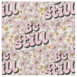 Sei still - Retro-Blumenschrift in Rosa und Weiß Stoff