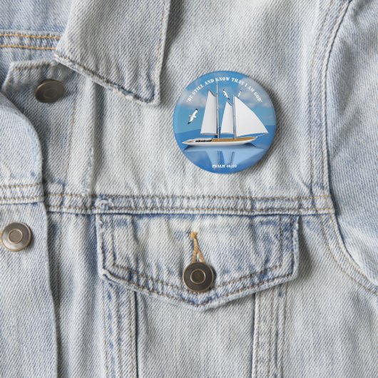 "Sei still" Segelboot auf ruhigem Wasser Button (Beispiel)
