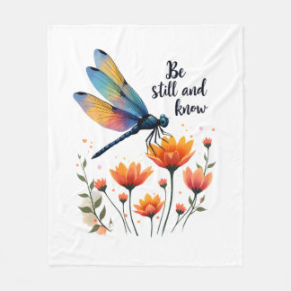 Sei still und kenne Florale Libelle Christlicher S Fleecedecke