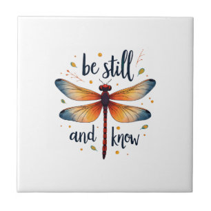 Sei still und kenne Florale Libelle Christlicher S Fliese