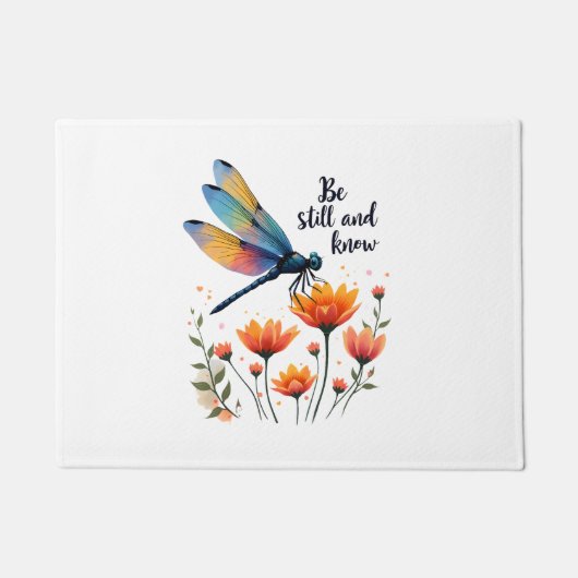 Sei still und kenne Florale Libelle Christlicher S Fußmatte (Vorderseite)