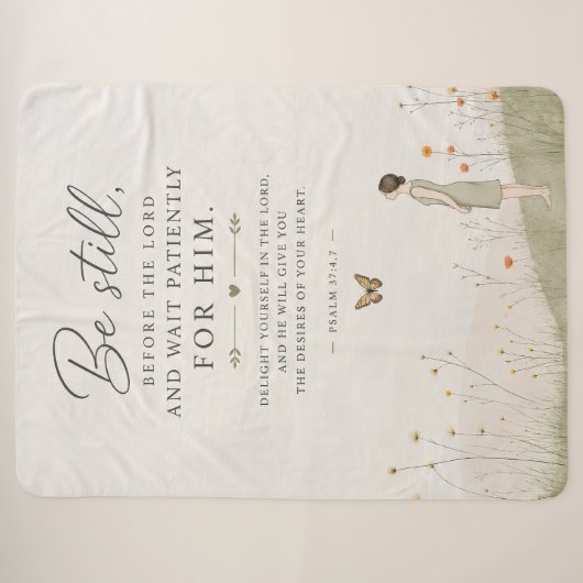 Sei still und warte geduldig Psalm 37 Christlich Sherpadecke (Vorderseite (Horizontal))