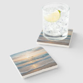 "Sei still und weißt, dass ich Gott bin" Sonnenauf Steinuntersetzer (Seitenansicht)