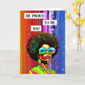 Sei stolz darauf, du zu sein | Groovy Woman of Col Karte (Gelbe Blume)