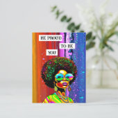 Sei stolz darauf, du zu sein | Groovy Woman of Col Postkarte (Stehend Vorderseite)
