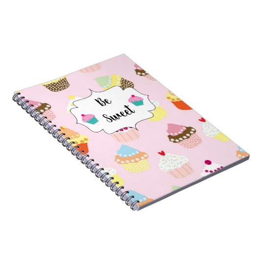 Sei süß Pastel Cupcake Muster Niedliches Notebook Notizblock (Rechte Seite)