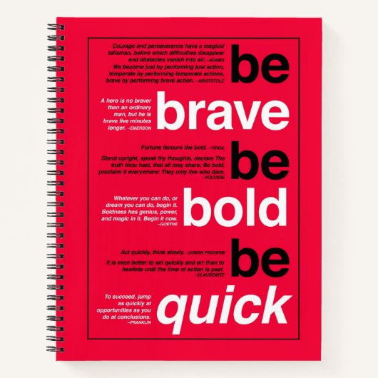 Sei tapfer! Sei mutig! Sei schnell. Motivierend Zi Notizblock (Vorderseite)