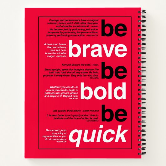 Sei tapfer! Sei mutig! Sei schnell. Motivierend Zi Notizblock (Rückseite)