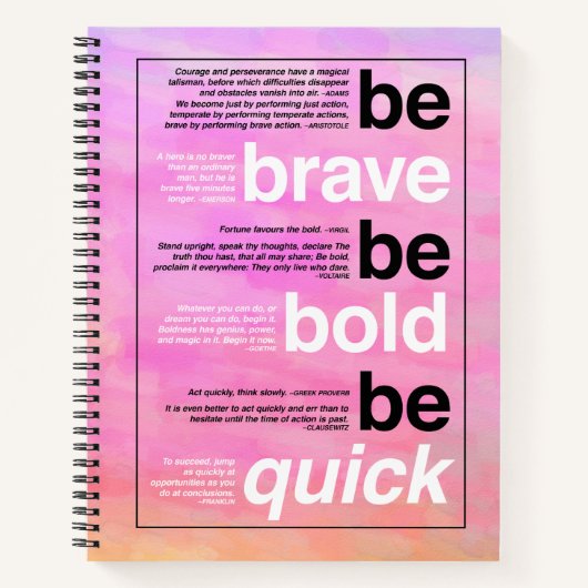 Sei tapfer! Sei mutig! Sei schnell. Motivierend Zi Notizblock (Vorderseite)