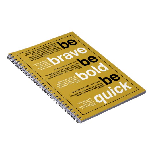 Sei tapfer! Sei mutig! Sei schnell. Motivierend Zi Notizblock (Rechte Seite)