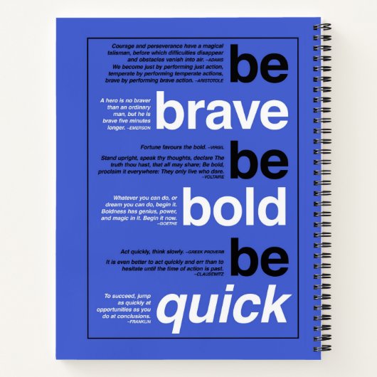 Sei tapfer! Sei mutig! Sei schnell. Motivierend Zi Notizblock (Rückseite)