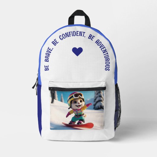 Sei tapfer, sei sicher, sei abenteuerlich bedruckter rucksack (Vorderseite)