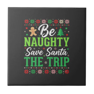 Sei unartig, rette Santa, lustiges Weihnachten SVG Fliese