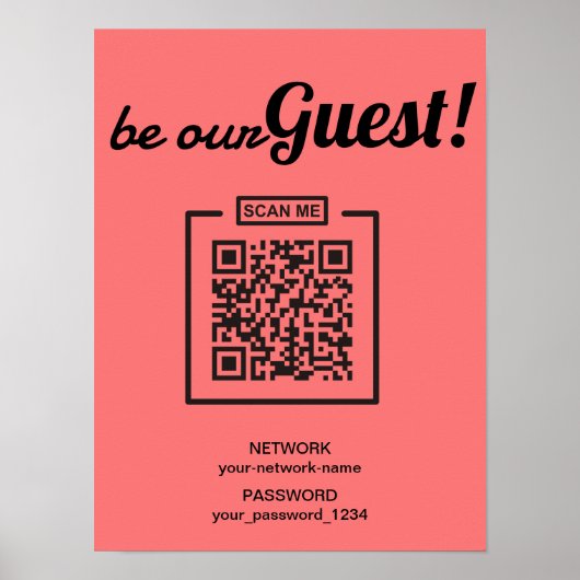 Sei unser Gast Internet QR Code Password WIFI Poster (Vorne)