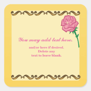 Sei unser Gast-Pink Rose Elegante Geburtstagsfeier Quadratischer Aufkleber