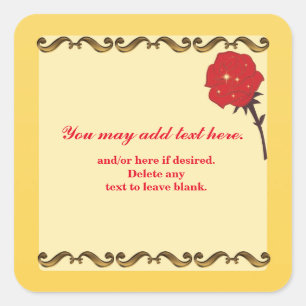 Sei unser Gast-Rote-Rose-Birthday-Party-Aufkleber Quadratischer Aufkleber