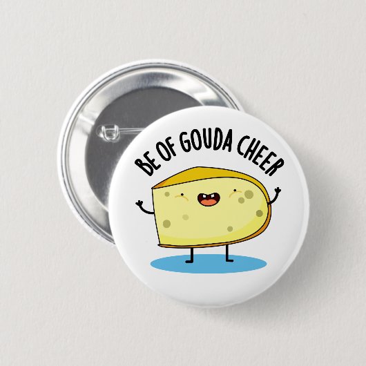 Sei von Gouda Cheer Funny Cheese Puff Button (Vorne & Hinten)