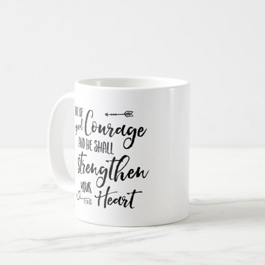 Sei von gutem Mut - Psalm 31:24 Tasse (Vorderseite Links)