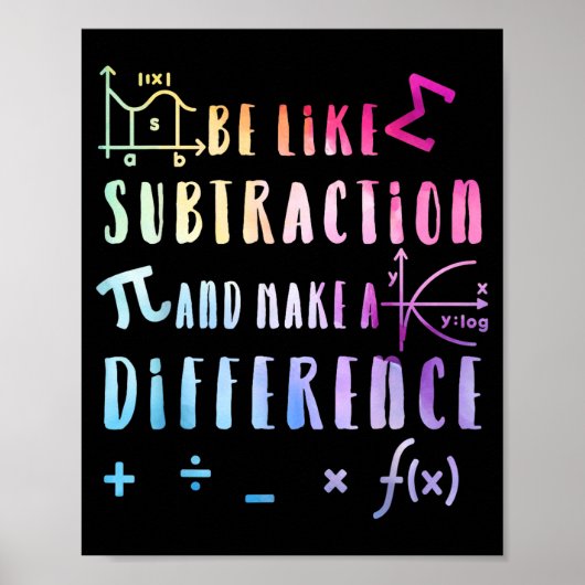 Sei wie Subtraktion Mathezitat für Lehrer Schüler Poster (Vorne)