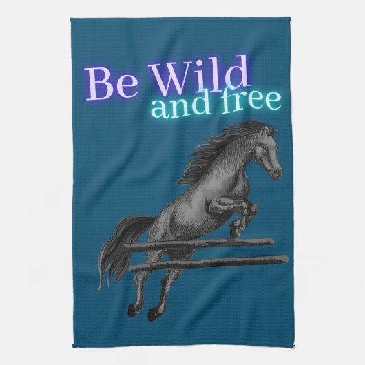 Sei wild und frei beim Springen Geschirrtuch (Vertikal)