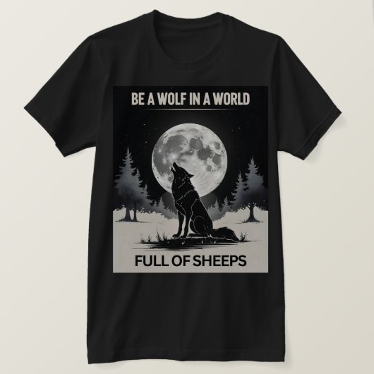 Sei Wolf in einer Welt voller Schafe" - Mondlicht T-Shirt (Design vorne)