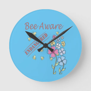 Seid aufmerksam - Rettet die Bienen Runde Wanduhr