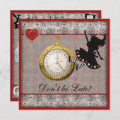 Seid keine verspätete Alice im Wunderland Geburtst Einladung (Vorne/Hinten)