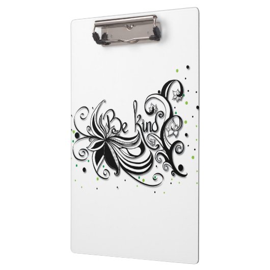 SEID KIND! Zitat zur inspirierenden Kalligrafie Klemmbrett (Links)