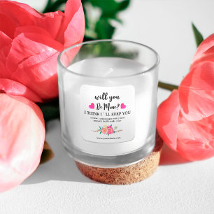 Seid mein   Blumenkerzensiegel Quadratischer Aufkleber