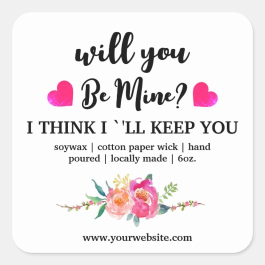 Seid mein | Blumenkerzensiegel Quadratischer Aufkleber (Vorderseite)