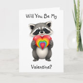 Seid mein Valentin? | LGBTQ Raccoon Karte (Vorderseite)