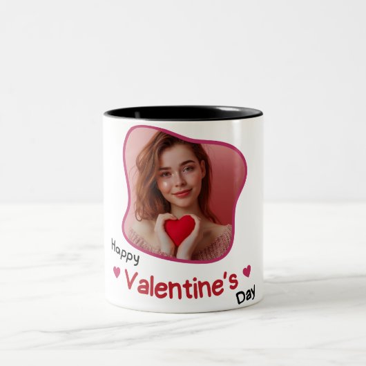 Seid mein Valentin? - Romantische Flüster Zweifarbige Tasse (Mittel)