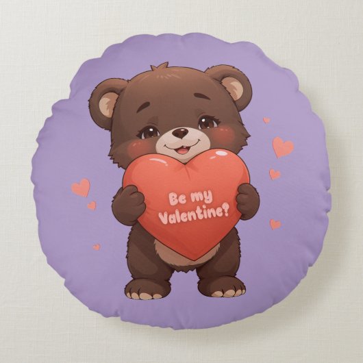 Seid mein Valentine? Rundes Kissen (Vorderseite)