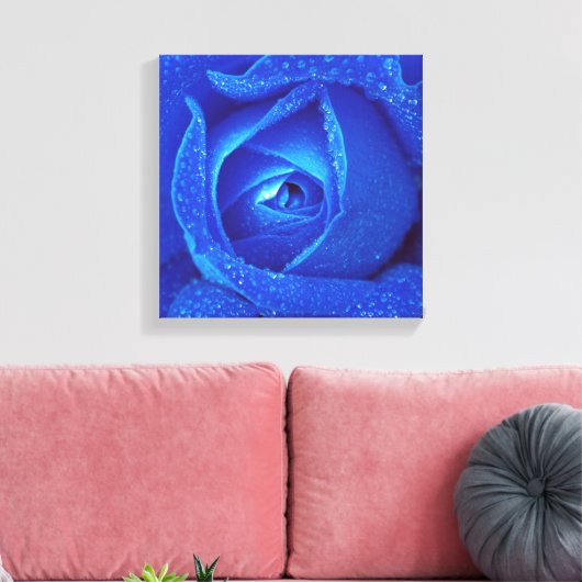 Seide auf blauer Rose Leinwanddruck (Insitu (Wohnzimmer))