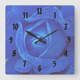 Seide auf blauer Rose Quadratische Wanduhr
