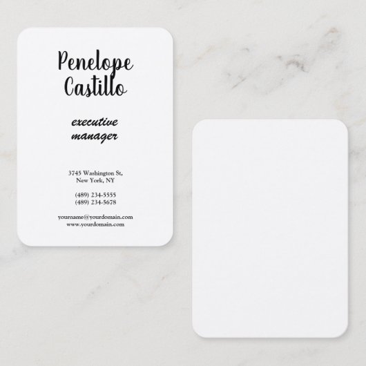 Seide Beruflich Moderne, einfach Schlicht handschr Visitenkarte (Vorne/Hinten)