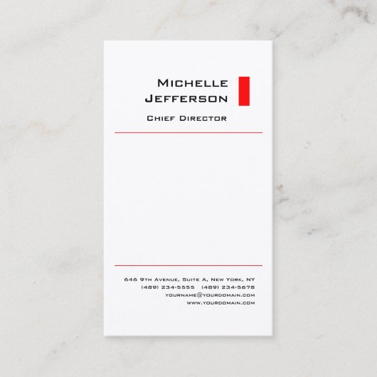 Seide Beruflich Modernes Rotes Weiß Visitenkarte (Vorderseite)