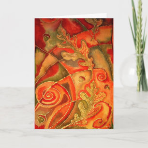 Seide malte Eichel-Eichen-Blattgrußkarte durch Cyn Karte