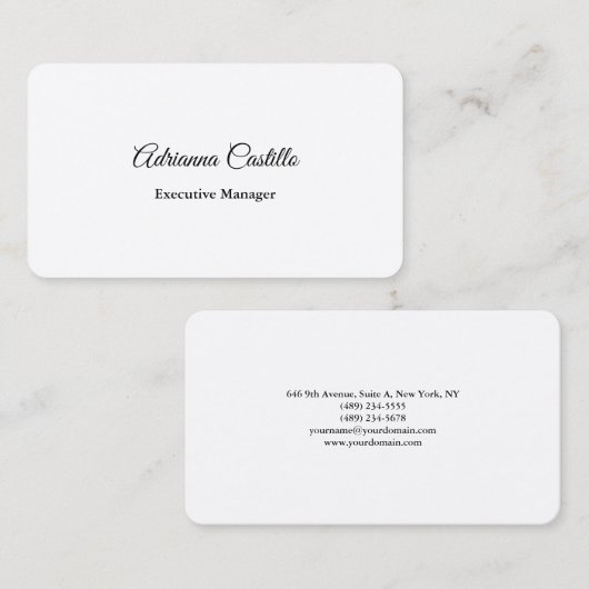 Seide Schlicht Einfach Schwarz-weiß-Minimal handge Visitenkarte (Vorne/Hinten)