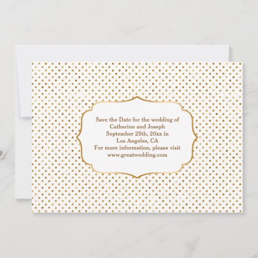 Seide und Creme Glitzer Weiße Perlen Save the Date (Rückseite)